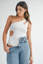 Load image into Gallery viewer, MABLE One Shoulder Ribbed Cutout Detail Bodysuit
