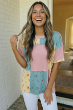 Load image into Gallery viewer, Patchwork Floral Waffle Knit Top
