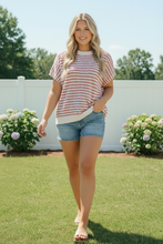 Load image into Gallery viewer, Breezy Stripe Knit Top in Ivory and Red
