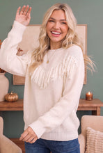 Load image into Gallery viewer, Fringe Forward Cream Knit Sweater

