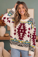 Load image into Gallery viewer, Movie Night Aztec Knit Sweater
