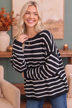 Load image into Gallery viewer, Everyday Me Stripe Knit Pullover in Black
