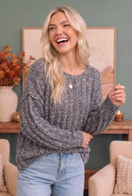 Load image into Gallery viewer, Rainy Weather Cable Knit Sweater in Heathered Purple

