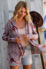 Load image into Gallery viewer, Find Love Bronze Long Sleeve Floral Print Open Cardigan Hoodie
