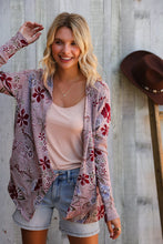 Load image into Gallery viewer, Find Love Bronze Long Sleeve Floral Print Open Cardigan Hoodie
