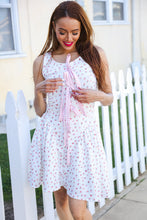 Load image into Gallery viewer, Beautiful You Ivory Checker &amp; Floral Print Ribbon Tie Sleeveless Dress

