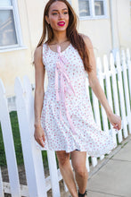 Load image into Gallery viewer, Beautiful You Ivory Checker &amp; Floral Print Ribbon Tie Sleeveless Dress
