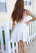 Load image into Gallery viewer, Beautiful You Ivory Checker &amp; Floral Print Ribbon Tie Sleeveless Dress
