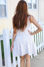 Load image into Gallery viewer, Beautiful You Ivory Checker &amp; Floral Print Ribbon Tie Sleeveless Dress
