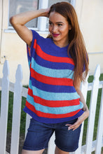 Load image into Gallery viewer, Forget Me Not Royal Blue Stripe Short Sleeve Dolman Sweater

