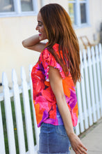 Load image into Gallery viewer, Look of Love Red &amp; Fuchsia Floral Smocked Ruffle Frill Sleeve Top
