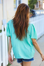 Load image into Gallery viewer, Follow Me Mint Frill Mock Neck Woven Top
