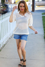 Load image into Gallery viewer, Can't Look Away Oatmeal Crochet V Neck Collared Top

