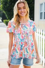 Load image into Gallery viewer, Perfect Find Ivory Floral Leaf Print Short Sleeve Babydoll Top
