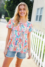 Load image into Gallery viewer, Perfect Find Ivory Floral Leaf Print Short Sleeve Babydoll Top

