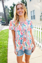 Load image into Gallery viewer, Perfect Find Ivory Floral Leaf Print Short Sleeve Babydoll Top
