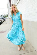 Load image into Gallery viewer, Find Love Blue Boho Print Flutter Sleeve Fit &amp; Flare Dress

