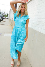 Load image into Gallery viewer, Find Love Blue Boho Print Flutter Sleeve Fit &amp; Flare Dress
