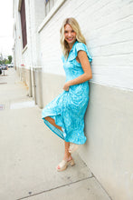 Load image into Gallery viewer, Find Love Blue Boho Print Flutter Sleeve Fit &amp; Flare Dress
