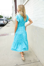 Load image into Gallery viewer, Find Love Blue Boho Print Flutter Sleeve Fit &amp; Flare Dress
