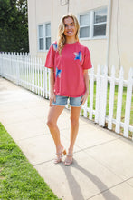 Load image into Gallery viewer, Patriotic Red Fench Terry Plaid Star Patch Top
