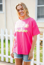 Load image into Gallery viewer, Hello Sunshine Pink/Yellow Embroidered French Terry Pullover
