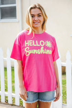 Load image into Gallery viewer, Hello Sunshine Pink/Yellow Embroidered French Terry Pullover
