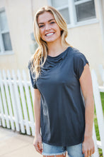Load image into Gallery viewer, Charming In Charcoal Asymmetrical Shirred Modal Top
