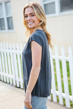Load image into Gallery viewer, Charming In Charcoal Asymmetrical Shirred Modal Top
