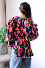 Load image into Gallery viewer, Bold and Blooming Bubble Sleeve Woven Blouse
