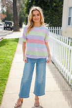 Load image into Gallery viewer, Find Love Lavender &amp; Pink Striped Textured Waffle Knit Top
