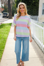 Load image into Gallery viewer, Find Love Lavender &amp; Pink Striped Textured Waffle Knit Top

