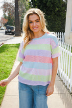 Load image into Gallery viewer, Find Love Lavender &amp; Pink Striped Textured Waffle Knit Top
