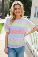 Load image into Gallery viewer, Find Love Lavender &amp; Pink Striped Textured Waffle Knit Top
