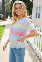 Load image into Gallery viewer, Find Love Lavender &amp; Pink Striped Textured Waffle Knit Top
