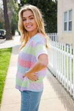Load image into Gallery viewer, Find Love Lavender &amp; Pink Striped Textured Waffle Knit Top
