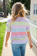 Load image into Gallery viewer, Find Love Lavender &amp; Pink Striped Textured Waffle Knit Top
