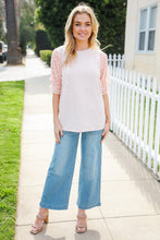 Load image into Gallery viewer, Adorable You Peach French Terry Lace Sleeve Top
