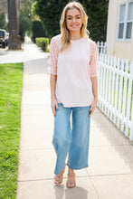 Load image into Gallery viewer, Adorable You Peach French Terry Lace Sleeve Top

