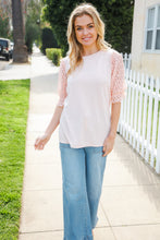 Load image into Gallery viewer, Adorable You Peach French Terry Lace Sleeve Top
