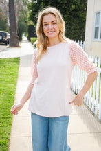 Load image into Gallery viewer, Adorable You Peach French Terry Lace Sleeve Top
