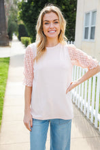 Load image into Gallery viewer, Adorable You Peach French Terry Lace Sleeve Top
