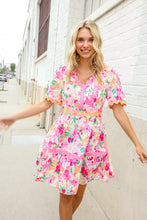 Load image into Gallery viewer, Beautiful You Rose Floral Print Ric Rack Trim Babydoll Dress
