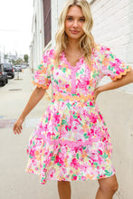 Load image into Gallery viewer, Beautiful You Rose Floral Print Ric Rack Trim Babydoll Dress
