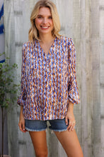 Load image into Gallery viewer, On A Wild Streak V Neck Fabric Button Detail Blouse
