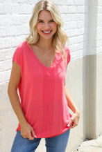 Load image into Gallery viewer, Summer Vibes Coral Relaxed Fit Jacquard Knitted Top
