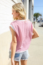 Load image into Gallery viewer, Lock Eyes Pink &amp; Ivory Jacquard Waffle Knit Banded Sleeveless Top
