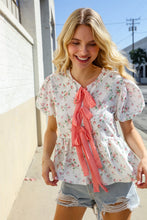 Load image into Gallery viewer, Feeling Femme Ivory Ribbon Bow Tie Folded Puff Sleeve Top
