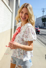 Load image into Gallery viewer, Feeling Femme Ivory Ribbon Bow Tie Folded Puff Sleeve Top
