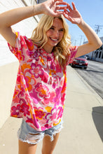 Load image into Gallery viewer, Perfectly You Fuchsia Big Floral Frill Neck Back Button Blouse
